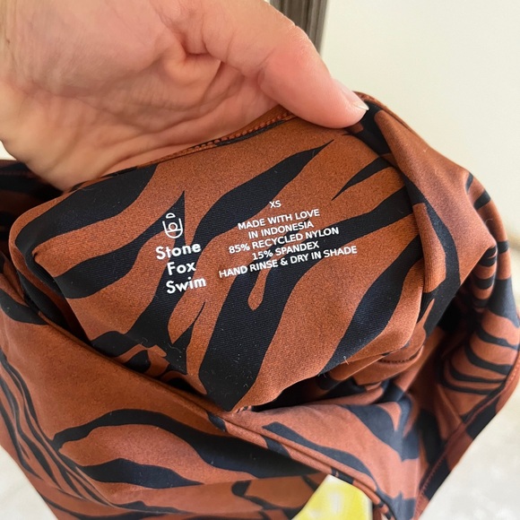 NWT Stone Fox Swim one piece bengal print scoop front low back swim suit - Picture 5 of 7